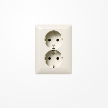 Jung AS5020NU SCHUKO-Zweifach-Steckdose, 16 A 250 V ~, ohne Krallen, Duroplast, Serie AS, weiß