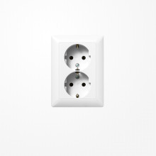 Jung AS5022NUWW SCHUKO-Zweifach-Steckdose, 16 A 250 V ~, Schraubklemmen, ohne Krallen, Duroplast, Serie AS, alpinweiß