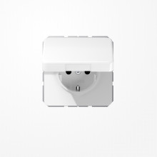 Jung CD1521BFKLWW SCHUKO-Steckdose, 16 A 250 V ~, Schraubklemmen, Klappdeckel, Thermoplast, Serie CD, alpinweiß