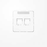 Jung CD569-25WEWW Abdeckung (gerastet) für Modular-Jack-Steckbuchsen, 2fach, EMT, AMP, MTRJ, mit Schriftfeld, Serie CD, alpinweiß