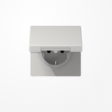 Jung LS1520BFKLLG SCHUKO-Steckdose, 16 A 250 V ~, Klappdeckel, Thermoplast, Serie LS, lichtgrau