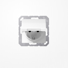 Jung SPAS1520KLWW SCHUKO-Steckdose, 16 A 250 V ~, Klappdeckel, Duroplast antimikrobiell, Serie AS, alpinweiß