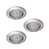Kanlux Einbauleuchten-Set inklusive Lampe TRIBIS II 3er-Pack LED GU10 Chrom Matt 3x 23848