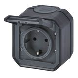Legrand PLEXO New Feuchtraum Aufputz Steckdose inklusive Klappdeckel, Berührungsschutz, Steckklemmen, 16 Ampere IP44 anthrazit 069799L