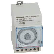 Legrand Zeitschaltuhr MicroRex T31, mechanisch mit 24 Stunden-Programm, Reiheneinbau-Zeitschaltuhr für Hutschiene, 3-modulig, 412812