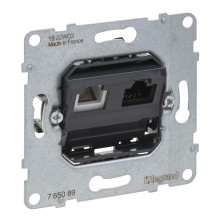 Legrand SEANO Datendose RJ11+RJ45 KAT. 6 UTP, Einsatz, Kombinationsdose mit RJ11-Anschluss für Telefon- und Datenanschluss (RJ45, Kat. 6, UTP), 765089