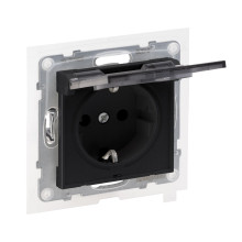Legrand SEANO Schutzkontakt-Steckdose mit erhöhtem Berührungsschutz und Klappdeckel IP44, Steckklemmen, 16A, 250V, Schwarz, 765324