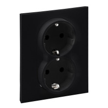 Legrand SEANO 2-fach Schutzkontakt-Steckdose mit erhöhtem Berührungsschutz, Steckklemmen, 16A, 250V, Schwarz, 765325