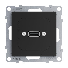 Legrand SEANO USB-Datendose mit Kabel, Einsatz inklusive Abdeckung, USB 3.0, Kabellänge: 15cm, Schwarz, 765387