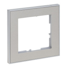 Legrand Seano+ 1-fach Rahmen mit Echtmaterialoberfläche, nachhaltige Produktion und Verpackung, Brushed Steel, 765391