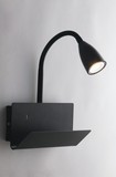 LUCE Design Gulp Wandleuchte GU10 Wandlampe Schwarz USB-Aufladung mit Halterung