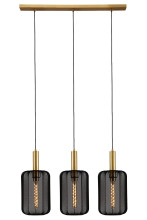 Lucide CORINA Pendelleuchte 3x E27 Schwarz, Mattes Gold, Messing 03447/03/30