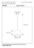 Lucide NOLAN Pendelleuchte E27 Schwarz, Mattes Gold, Messing 30488/01/30
