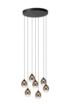 Lucide TAMINO LED Pendelleuchten 7-fach 7W dimmbar Warmweiss Modern Schwarz 50-186cm 74419/07/30