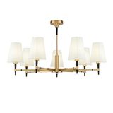 Maytoni Zaragoza Kronleuchter, Hängeleuchte 7x E14 Messing Weiss Stoff