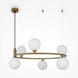 Maytoni Ring Pendelleuchte, Hängeleuchte 6x G9 Weiß Messing