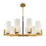 Maytoni Fortano Kronleuchter, Hängeleuchte 10x E27 Messing Weiss Glas