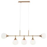 Maytoni Erich Pendelleuchte, Hängeleuchte 5x E14 Messing Weiss Glas