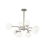 Maytoni Erich Pendelleuchte, Hängeleuchte 8x E14 Nickel Weiss Glas