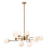 Maytoni Erich Kronleuchter, Hängeleuchte 12x E14 Messing Weiss Glas