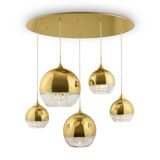 Maytoni Fermi Pendelleuchte, Hängeleuchte 5x E27 Gold Glas