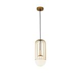 Maytoni Telford Pendelleuchte, Hängeleuchte E27 15cm Gitter-Muster Gold Glas