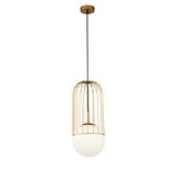 Maytoni Telford Pendelleuchte, Hängeleuchte E27 20cm Gitter Gold Glas