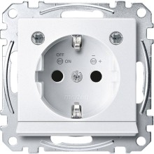 Merten MEG2304-0419 Schutzkontakt-Steckdose mit Lichtauslass und LED-Beleuchtungs-Modul, Berührungsschutz, Steckklemmen, polarweiß, System M