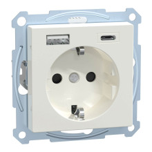 Merten MEG2367-0319 Schutzkontakt Steckdose mit USB Ladegerät TPb Polarweiß System M