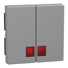 Merten MEG3456-0460 Doppelwippe mit rotem Symbolfenster, aluminium, System M