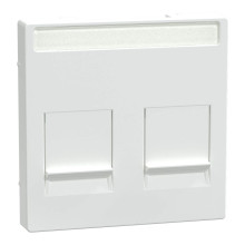 Merten MEG4564-0325 Zentralplatte für Modular Jack 2fach mit Schriftfeld und Staubschutzschieber, aktivweiß glänzend, System M
