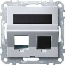 Merten MEG4568-0460 Schrägauslass 2fach mit Tragring und Schriftfeld für Modular Jack, aluminium, System M