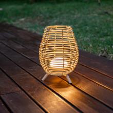 NewGarden BOSSA 30 LED Rattan Outdoor-Tischleuchte Akku für Garten und Balkon Innen & Außen IP54