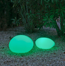 NewGarden PETRA 40 LED Solar Steinleuchte, Stein-Design 40cm + RGB, Akku, Controller Innen & Außen IP65