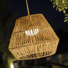 NewGarden SISINE LED kabellose Hängelampe Naturfaser 30cm Akku + Fernbedienung Innen & Außen IP54