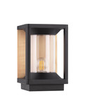Nova Luce Sockelleuchte Pacific E27 IP65 Schwarz Holz Aluminium 22cm 9030605