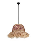 Nova Luce Pendelleuchte Sorello E27 Rot Schwarz Natur Stahl Seil Ø42cm 9586613