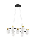 Nova Luce Pendelleuchte Ovalino 14-flammig 14xG9 Gold Schwarz Opal Glas Metall 73x64cm 9620162