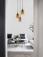 Nova Luce VELOR Pendelleuchte E27 3-fach Schwarz Champagner 185x30cm dimmbar 9236735