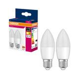 2er-Pack OSRAM LED Kerze E27 Value Classic B matt B40 4.9W 470lm Warmweiss 3000K wie 40W 4099854545467