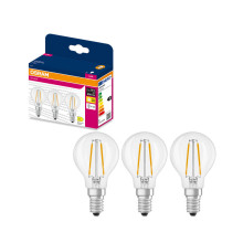 3er-Pack OSRAM LED Lampe E14 Classic Filament P25 1.8W 250lm Warmweiss 2700K wie 25W 4099854557361