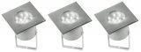 Ranex LED 3er-Set Bodeneinbaustrahler Evita eckig Aluminium