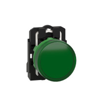 Schneider Electric XB5AVB3 Leuchtmelder, Harmony XB5, Kunststoff, grün, 22mm, universelle LED, glatte Kalotte, 24V ACDC