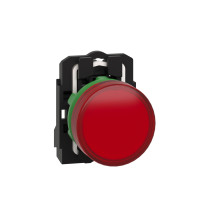 Schneider Electric XB5AVB4 Leuchtmelder, Harmony XB5, Kunststoff, rot, 22mm, universelle LED, glatte Kalotte, 24V ACDC