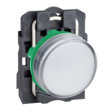 Schneider Electric XB5AVM1 Leuchtmelder, Harmony XB5, Kunststoff, weiß, 22mm, universelle LED, glatte Kalotte, 230-240V AC