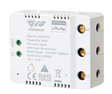 Shelly Ogemray Smart Relay - Hochleistungs-Schaltaktor, 25A bis 6000W mit Strommessung