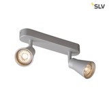 SLV 1000891 AVO CW Double Indoor Wand- und Deckenaufbauleuchte QPAR51 silber max. 50W