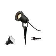 SLV 1012007 BIG NAUTILUS Lamp Set, Spike, Erdspiessleuchte, inkl. PAR16 GU10, Phase, 3000K, 150cm Anschlusskabel, IP44/IP65, schwarz