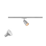 SLV 1012051 PURI 2.0 Lamp Set, Tube, 1-Phasen Spot, inkl. PAR16 GU10, 3000K, GU10, 6W, Phase, 38°, grau