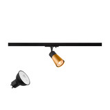 SLV 1012054 PURI 2.0 Lamp Set, Cone, 1-Phasen Spot, inkl. PAR16 GU10, 2700K, GU10, 6W, Phase, 38°, schwarz / goldfarben